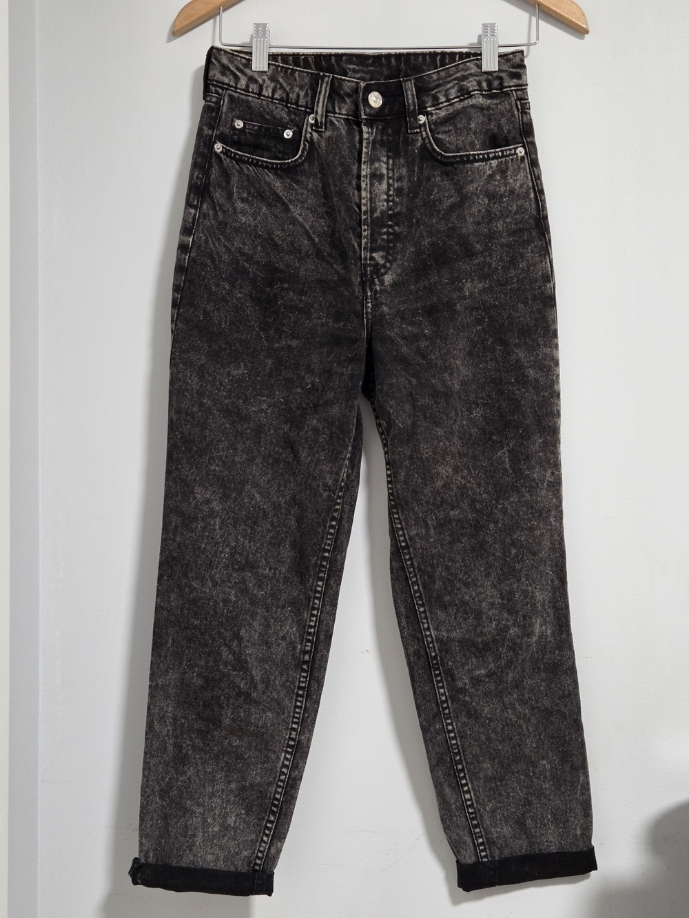 H&M Black Acid-Wash Relaxed Jeans